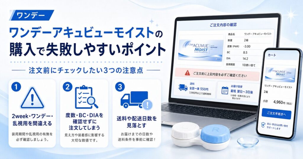ワンデーアキュビューモイストの購入で失敗しやすいポイント