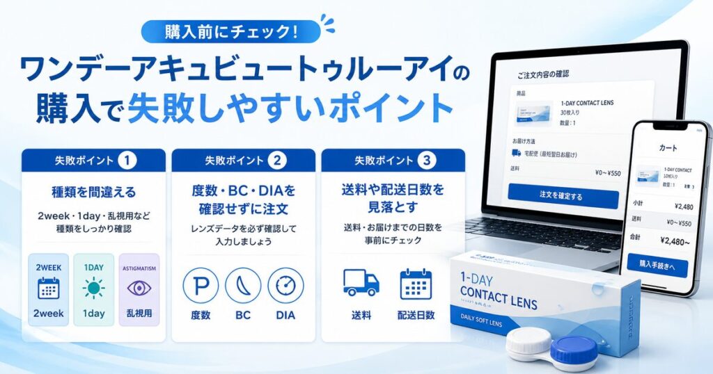 ワンデーアキュビュートゥルーアイの購入で失敗しやすいポイント